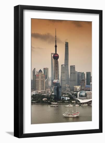 China 10MKm2 Collection - Shanghai Skyline with Oriental Pearl Tower-Philippe Hugonnard-Framed Photographic Print