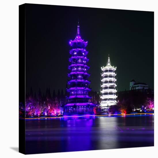 China 10MKm2 Collection - Sun & Moon Twin Pagodas-Philippe Hugonnard-Stretched Canvas