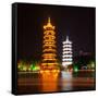 China 10MKm2 Collection - Sun & Moon Twin Pagodas-Philippe Hugonnard-Framed Stretched Canvas