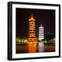 China 10MKm2 Collection - Sun & Moon Twin Pagodas-Philippe Hugonnard-Framed Photographic Print