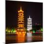 China 10MKm2 Collection - Sun & Moon Twin Pagodas-Philippe Hugonnard-Mounted Photographic Print