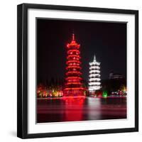 China 10MKm2 Collection - Sun & Moon Twin Pagodas-Philippe Hugonnard-Framed Photographic Print