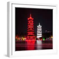 China 10MKm2 Collection - Sun & Moon Twin Pagodas-Philippe Hugonnard-Framed Photographic Print