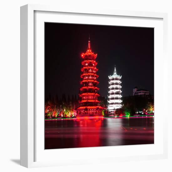 China 10MKm2 Collection - Sun & Moon Twin Pagodas-Philippe Hugonnard-Framed Photographic Print