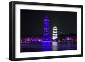 China 10MKm2 Collection - Sun & Moon Twin Pagodas-Philippe Hugonnard-Framed Photographic Print