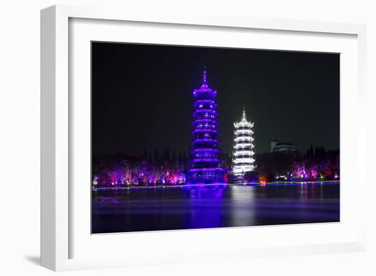 China 10MKm2 Collection - Sun & Moon Twin Pagodas-Philippe Hugonnard-Framed Photographic Print