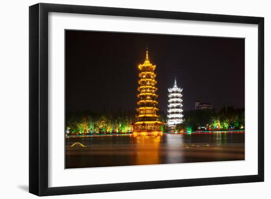 China 10MKm2 Collection - Sun & Moon Twin Pagodas-Philippe Hugonnard-Framed Photographic Print