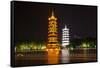 China 10MKm2 Collection - Sun & Moon Twin Pagodas-Philippe Hugonnard-Framed Stretched Canvas