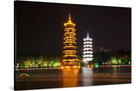 China 10MKm2 Collection - Sun & Moon Twin Pagodas-Philippe Hugonnard-Stretched Canvas