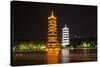 China 10MKm2 Collection - Sun & Moon Twin Pagodas-Philippe Hugonnard-Stretched Canvas