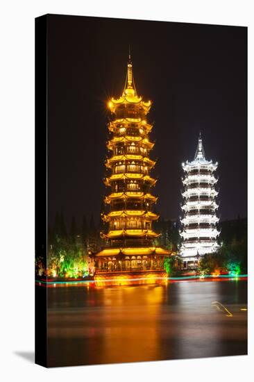 China 10MKm2 Collection - Sun & Moon Twin Pagodas-Philippe Hugonnard-Stretched Canvas