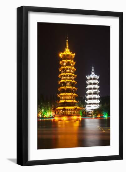 China 10MKm2 Collection - Sun & Moon Twin Pagodas-Philippe Hugonnard-Framed Photographic Print