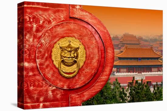 China 10MKm2 Collection - The Door God - Forbidden City Architecture-Philippe Hugonnard-Stretched Canvas