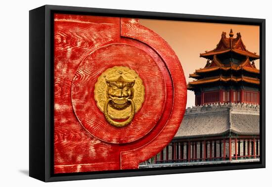 China 10MKm2 Collection - The Door God - Red Temple-Philippe Hugonnard-Framed Stretched Canvas