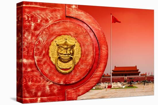 China 10MKm2 Collection - The Door God - Tiananmen Square-Philippe Hugonnard-Stretched Canvas