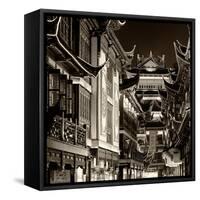 China 10MKm2 Collection - Traditional Architecture in Yuyuan Garden at night - Shanghai-Philippe Hugonnard-Framed Stretched Canvas