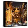 China 10MKm2 Collection - Traditional Architecture in Yuyuan Garden at night - Shanghai-Philippe Hugonnard-Framed Stretched Canvas