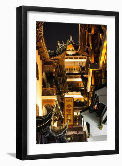 China 10MKm2 Collection - Traditional Architecture in Yuyuan Garden at night - Shanghai-Philippe Hugonnard-Framed Photographic Print