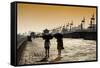 China 10MKm2 Collection - Walk on the City Walls at sunset - Xi'an City-Philippe Hugonnard-Framed Stretched Canvas