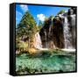 China 10MKm2 Collection - Waterfalls in the Jiuzhaigou National Park-Philippe Hugonnard-Framed Stretched Canvas