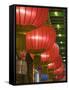 China, Beijing, Dongcheng District, Red Lanterns of Quanjude Duck Restaurant Off Wangfujing Dajie-Walter Bibikow-Framed Stretched Canvas