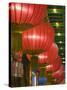 China, Beijing, Dongcheng District, Red Lanterns of Quanjude Duck Restaurant Off Wangfujing Dajie-Walter Bibikow-Stretched Canvas