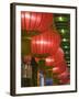 China, Beijing, Dongcheng District, Red Lanterns of Quanjude Duck Restaurant Off Wangfujing Dajie-Walter Bibikow-Framed Photographic Print