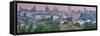 China, Beijing, Jingshan Park, Pavillion and Modern Chaoyang District Skyline Beyond-Alan Copson-Framed Stretched Canvas