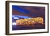 China, Beijing, Olympic park and famous bird's nest stadium made of steel illuminated by a colorful-Maurizio Rellini-Framed Photographic Print