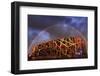 China, Beijing, Olympic park and famous bird's nest stadium made of steel illuminated by a colorful-Maurizio Rellini-Framed Photographic Print