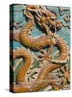 China, Beijing, Xicheng District, Behai Park, Detail of the Nine Dragon Screen-Walter Bibikow-Stretched Canvas