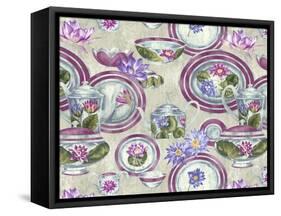 China Cabinet Silver Plum-Bill Jackson-Framed Stretched Canvas