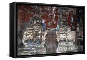 China, Chongqing, Dazu County, Dazu Rock Carvings with Stone Sculptures at Mount Baoding-null-Framed Stretched Canvas