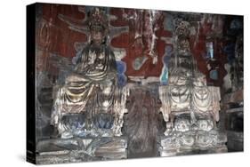 China, Chongqing, Dazu County, Dazu Rock Carvings with Stone Sculptures at Mount Baoding-null-Stretched Canvas