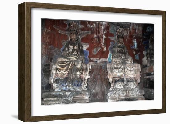 China, Chongqing, Dazu County, Dazu Rock Carvings with Stone Sculptures at Mount Baoding-null-Framed Giclee Print