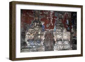 China, Chongqing, Dazu County, Dazu Rock Carvings with Stone Sculptures at Mount Baoding-null-Framed Giclee Print