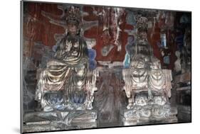 China, Chongqing, Dazu County, Dazu Rock Carvings with Stone Sculptures at Mount Baoding-null-Mounted Giclee Print