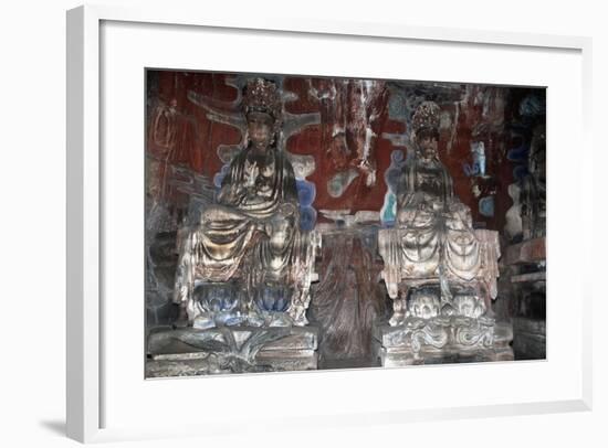 China, Chongqing, Dazu County, Dazu Rock Carvings with Stone Sculptures at Mount Baoding-null-Framed Giclee Print