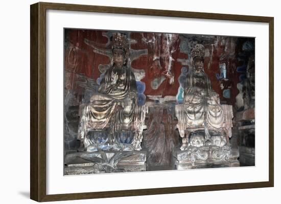 China, Chongqing, Dazu County, Dazu Rock Carvings with Stone Sculptures at Mount Baoding-null-Framed Giclee Print