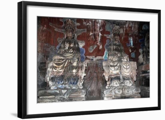 China, Chongqing, Dazu County, Dazu Rock Carvings with Stone Sculptures at Mount Baoding-null-Framed Giclee Print