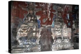 China, Chongqing, Dazu County, Dazu Rock Carvings with Stone Sculptures at Mount Baoding-null-Stretched Canvas