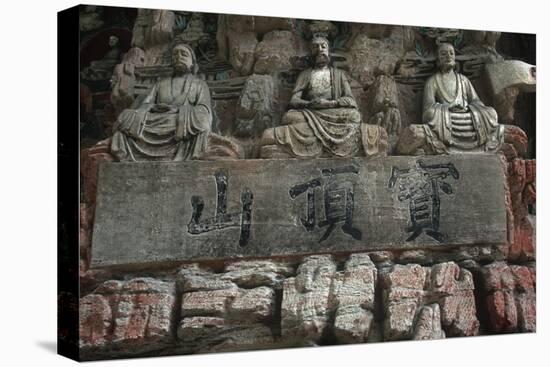 China, Chongqing, Dazu County, Dazu Rock Carvings with Stone Sculptures at Mount Baoding-null-Stretched Canvas