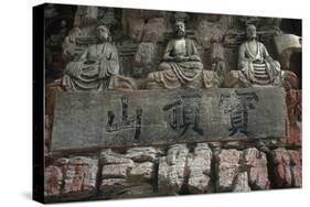 China, Chongqing, Dazu County, Dazu Rock Carvings with Stone Sculptures at Mount Baoding-null-Stretched Canvas