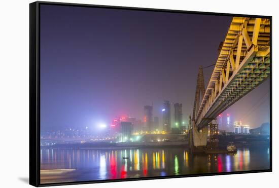 China, Chongqing, Dongshuimen Bridge Above Yangtze River-Paul Souders-Framed Stretched Canvas