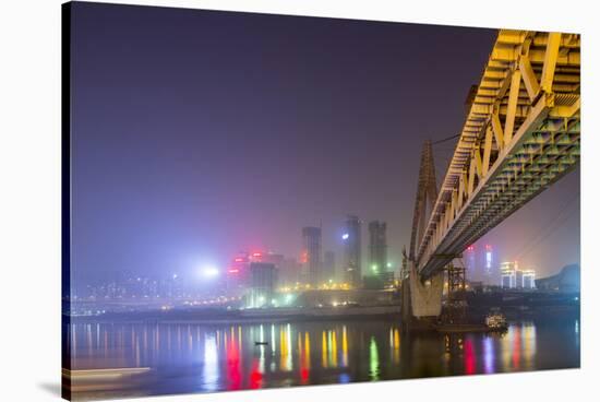 China, Chongqing, Dongshuimen Bridge Above Yangtze River-Paul Souders-Stretched Canvas