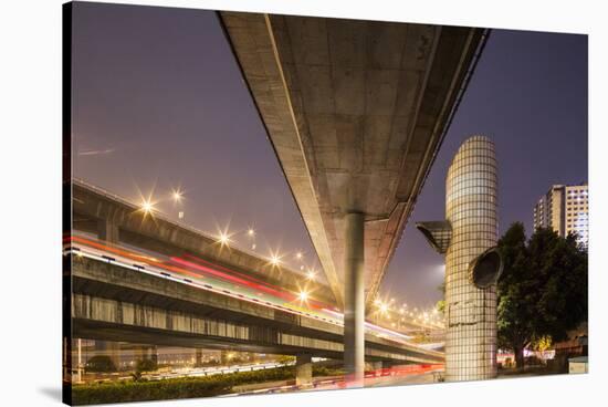 China, Chongqing, Overhead Expressways on Autumn Evening-Paul Souders-Stretched Canvas