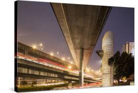 China, Chongqing, Overhead Expressways on Autumn Evening-Paul Souders-Stretched Canvas