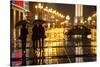 China, Chongqing, Pedestrians Walking with Umbrellas Along the Street-Paul Souders-Stretched Canvas