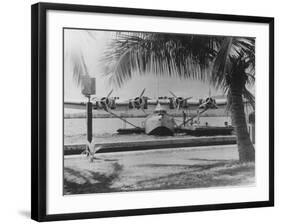 China Clipper Mooring on Hawaiian Island Photograph - Hawaii-Lantern Press-Framed Art Print