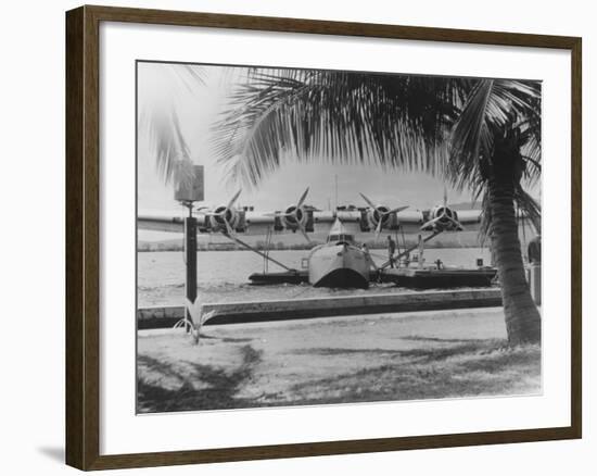 China Clipper Mooring on Hawaiian Island Photograph - Hawaii-Lantern Press-Framed Art Print